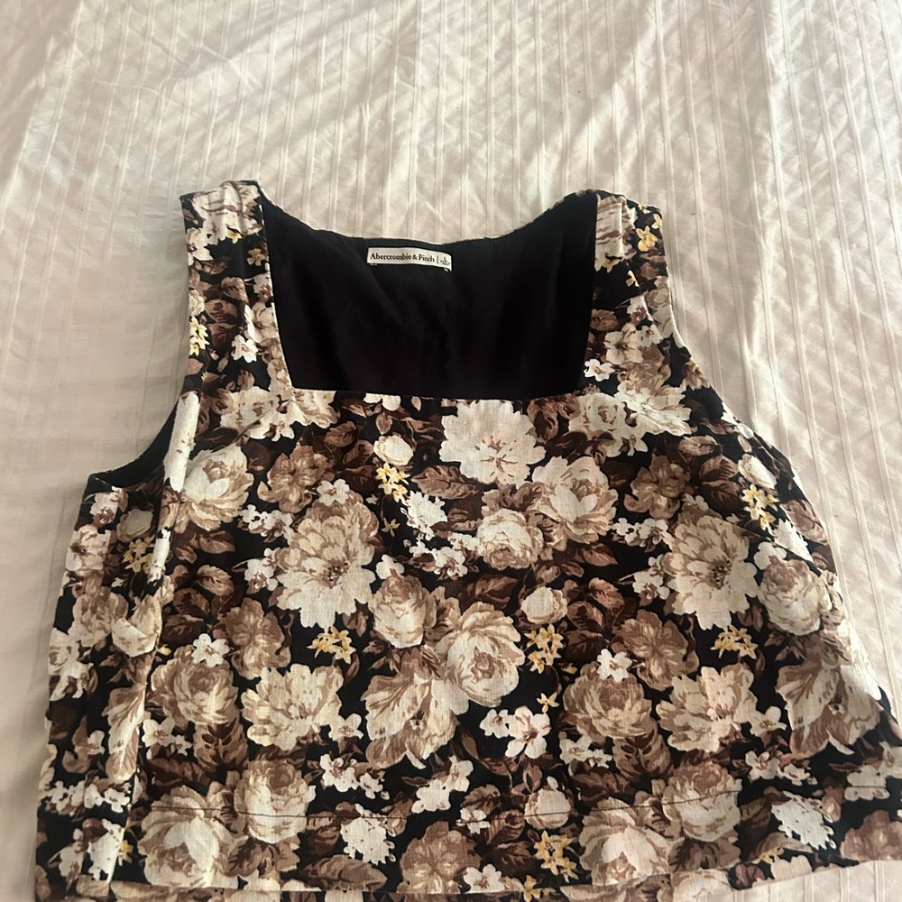 Abercrombie & Fitch Tan Cream Linen Blend Tank sleeveless top